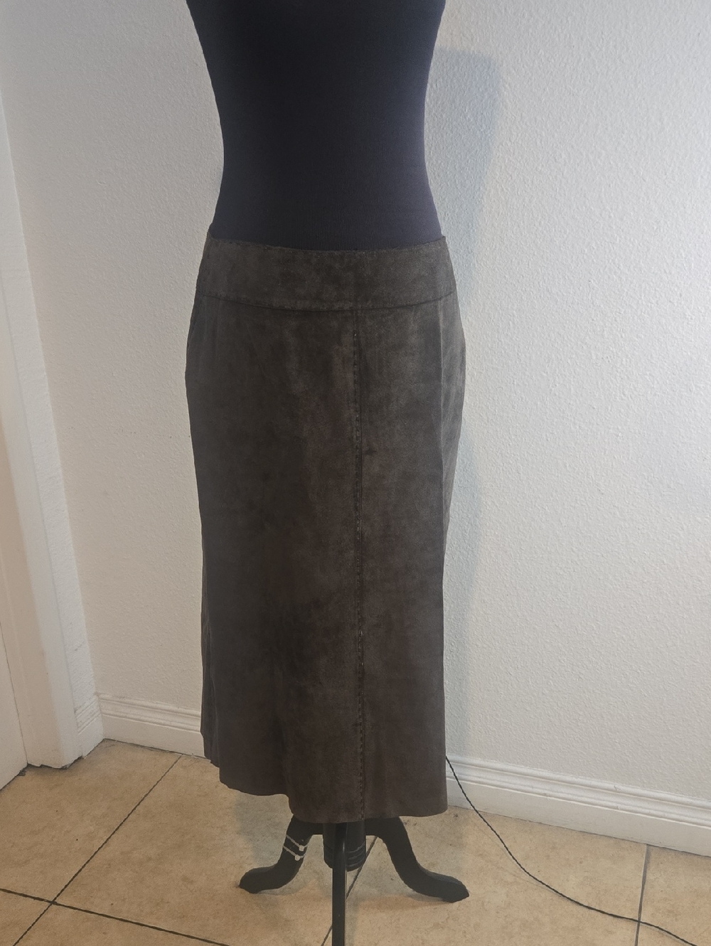 Clio Olive-Brown Suede Maxi Skirt